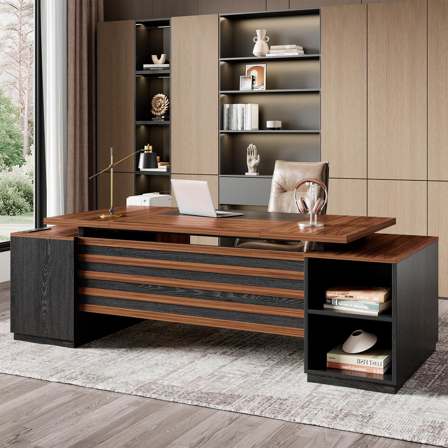 Epecoya 78-Inch L-Shaped Executive Desk with Power